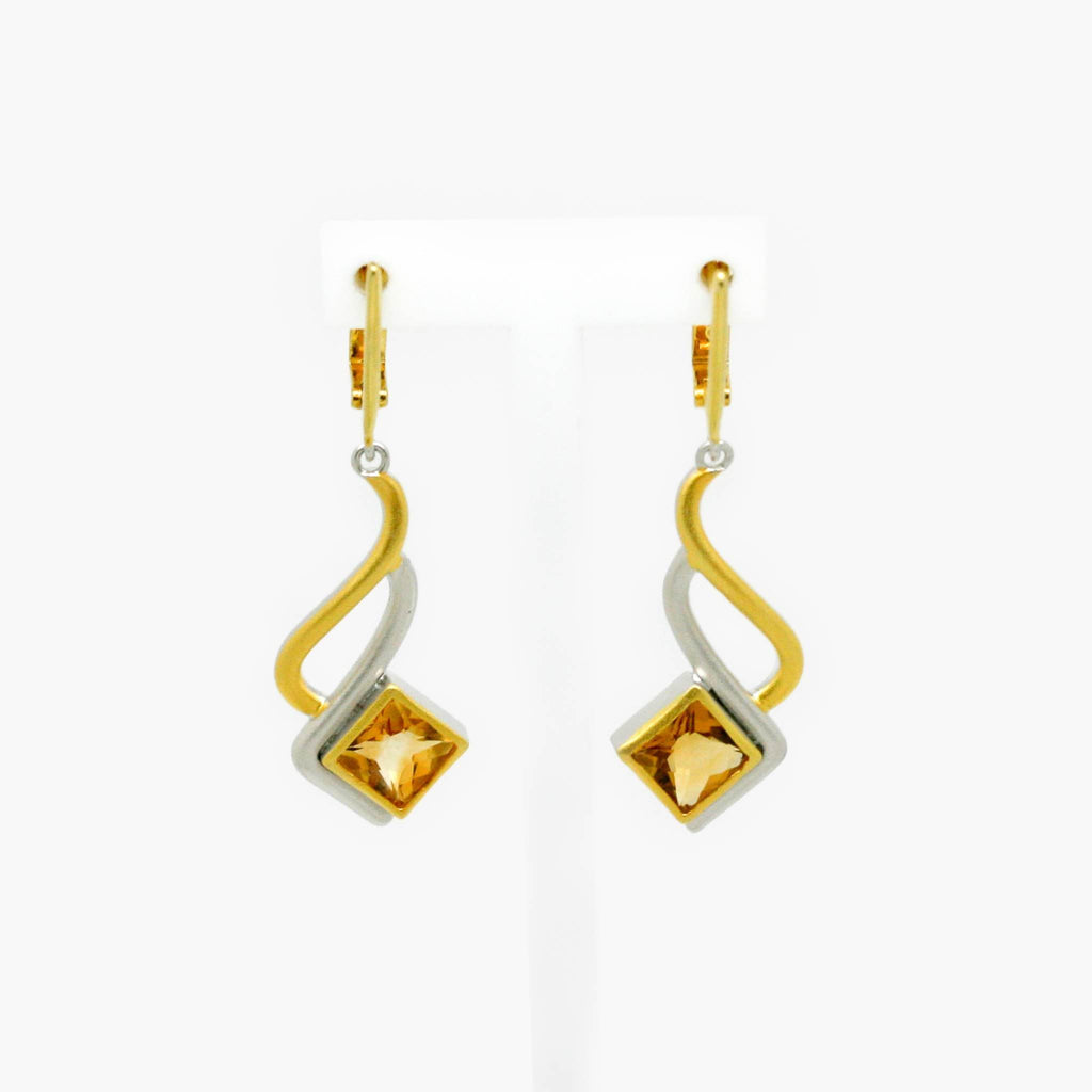 Silver Gold Plated Citrine Drop Earrings - Jordans Jewellers