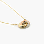 Tri-Tone CZ Pendant Necklace in 9ct Yellow Gold - Jordans Jewellers