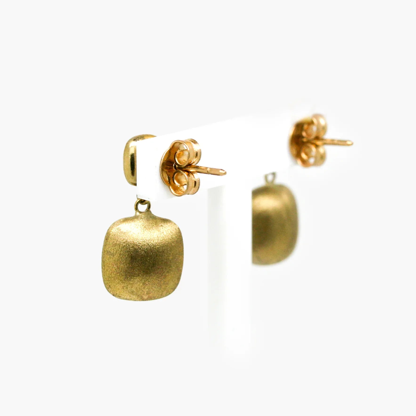 9ct Yellow Gold Brushed & Polished Drop Earrings - Jordans Jewellers