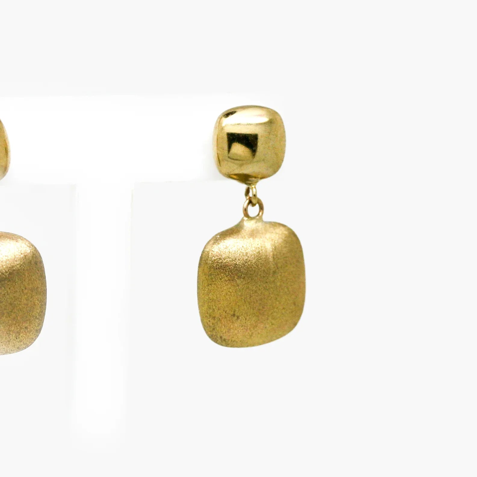 9ct Yellow Gold Brushed & Polished Drop Earrings - Jordans Jewellers