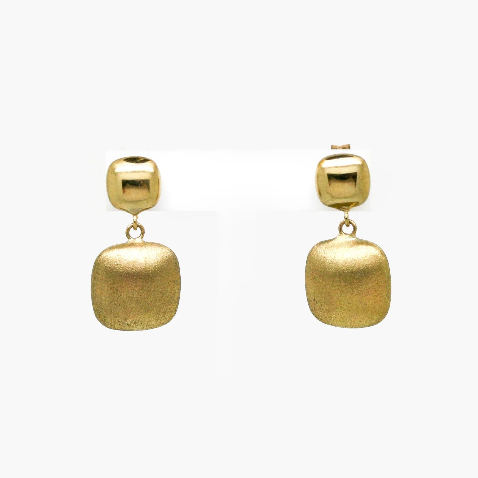 9ct Yellow Gold Brushed & Polished Drop Earrings - Jordans Jewellers