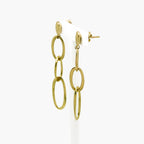 Triple Oval Link Drop Earrings in 9ct Yellow Gold - Jordans Jewellers