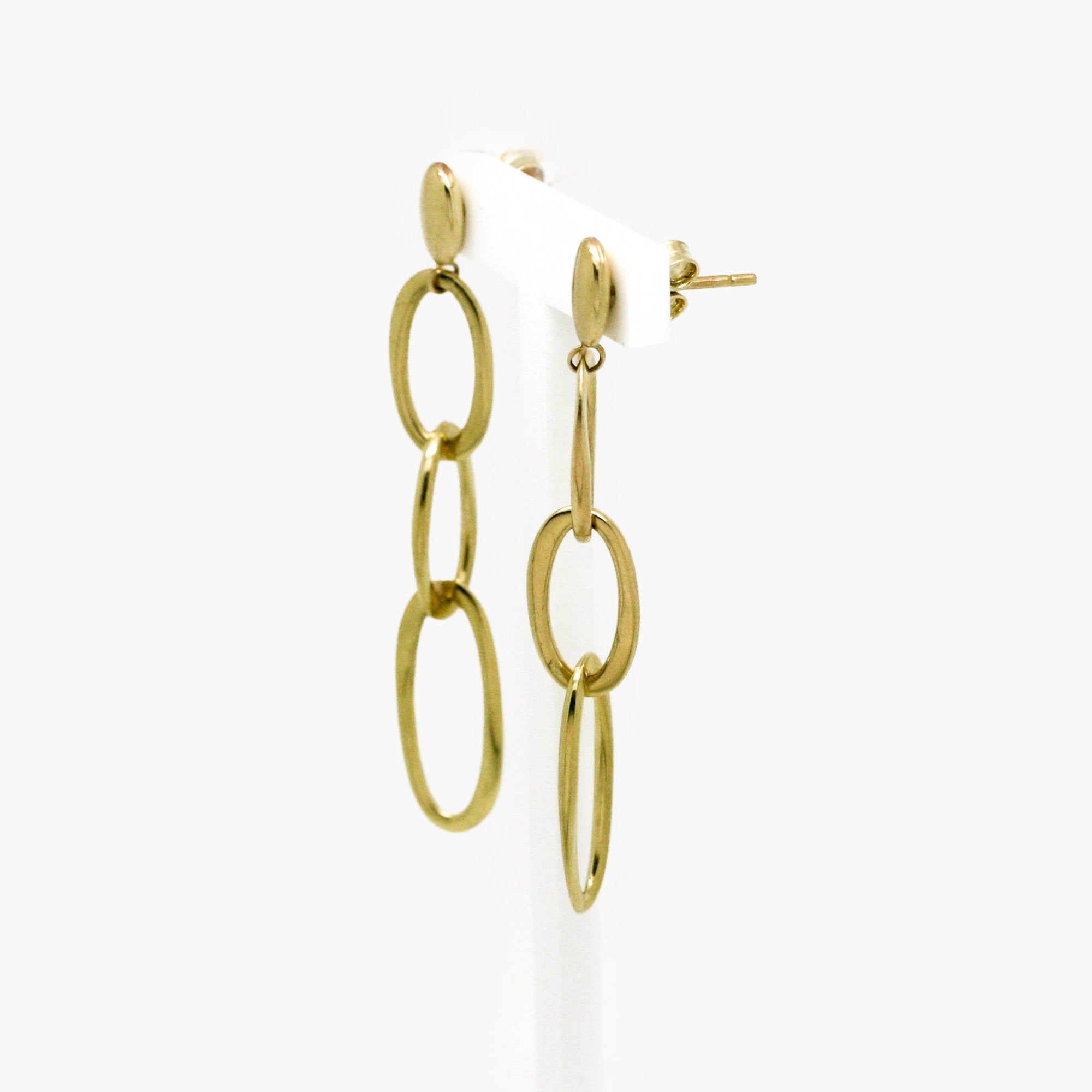 Triple Oval Link Drop Earrings in 9ct Yellow Gold - Jordans Jewellers