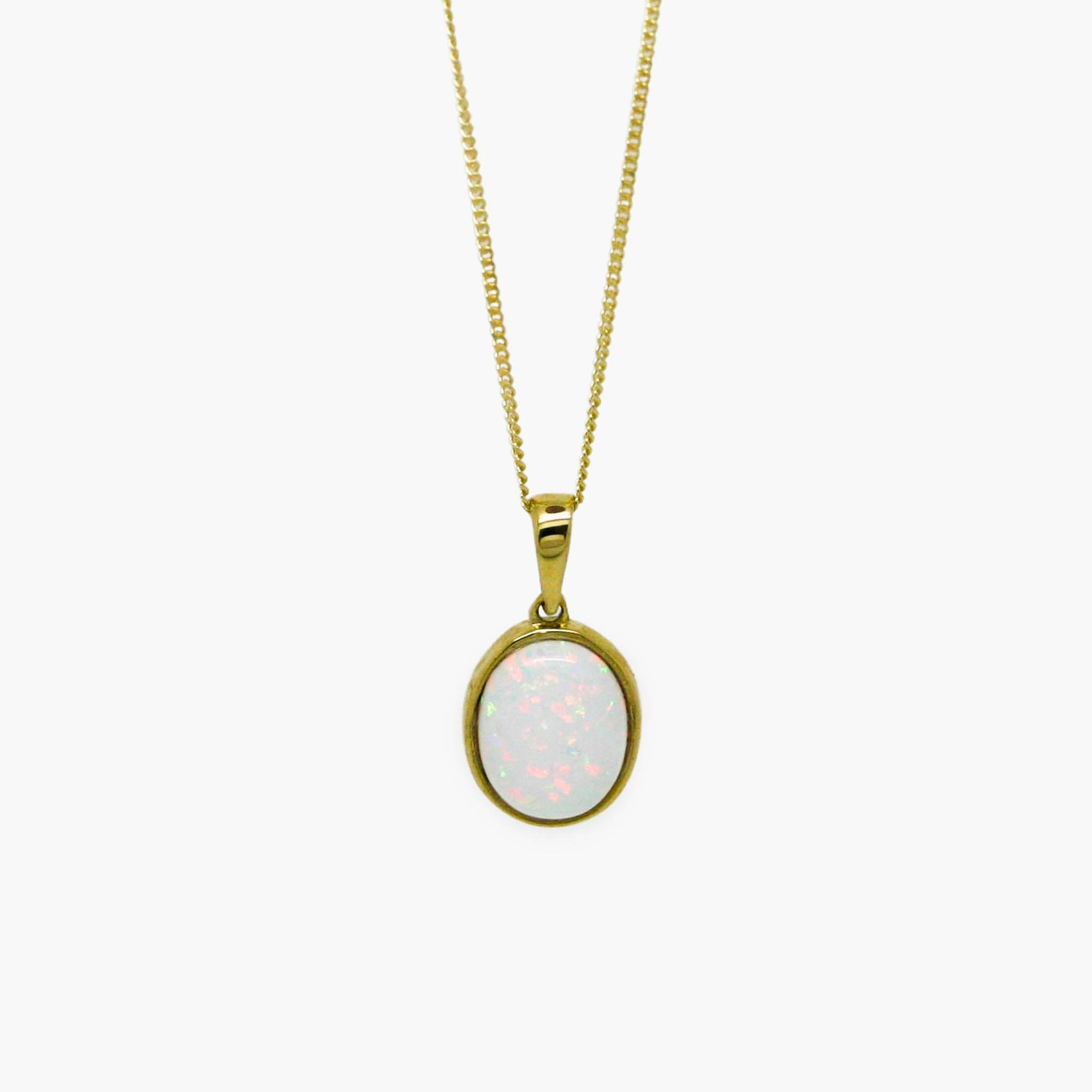 Oval Opal Pendant Necklace in 9ct Yellow Gold - Jordans Jewellers