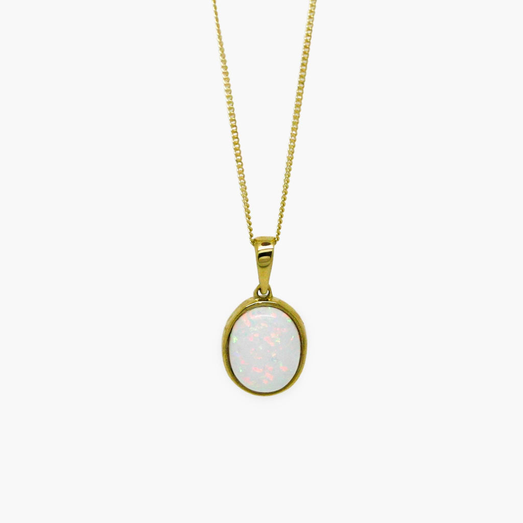 Oval Opal Pendant Necklace in 9ct Yellow Gold - Jordans Jewellers