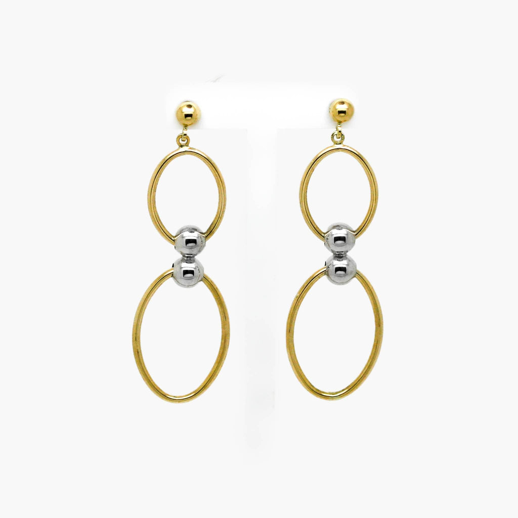 Double Oval & Ball Drop Earrings in 9ct Gold - Jordans Jewellers