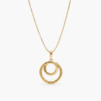 9ct Yellow Gold Polished Double Circle Pendant Necklace