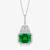 NEW Art Deco Style Green Halo Pendant Necklace