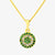 9ct Yellow Gold  Round pendant filled with green and white czs 