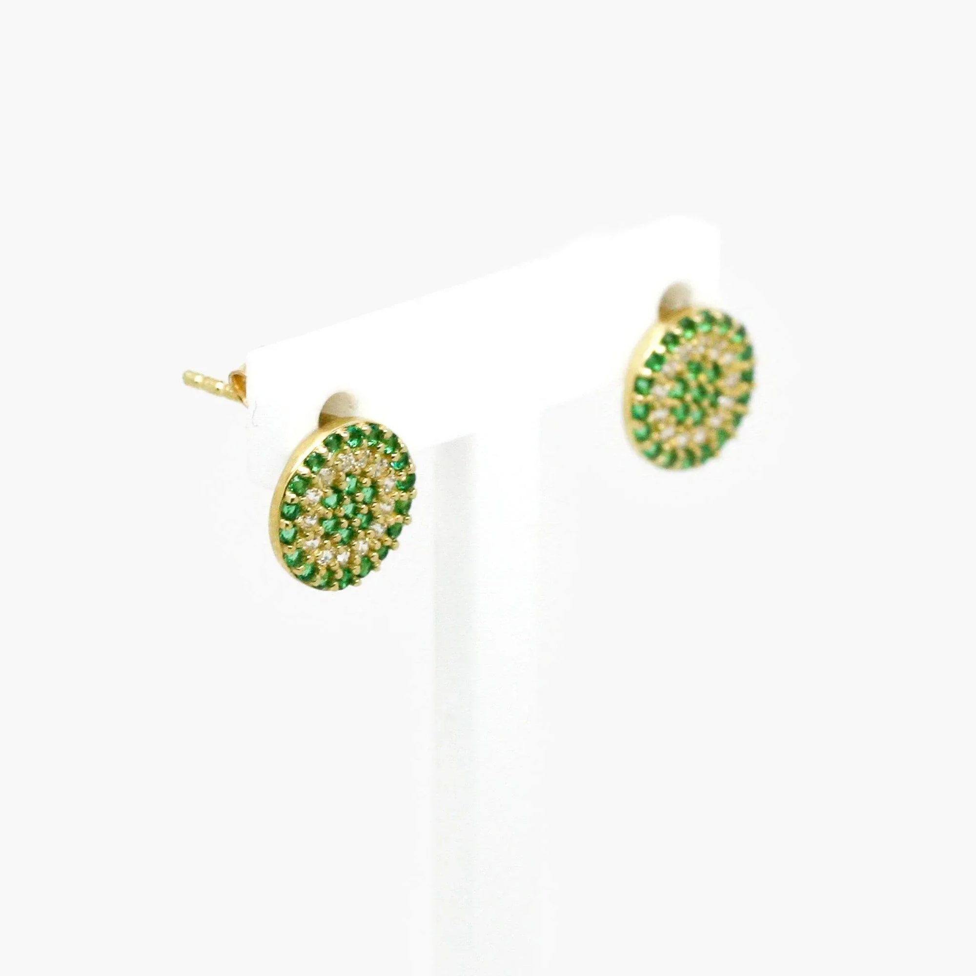 Green & White CZ Studs in 9ct Yellow Gold - Jordans Jewellers