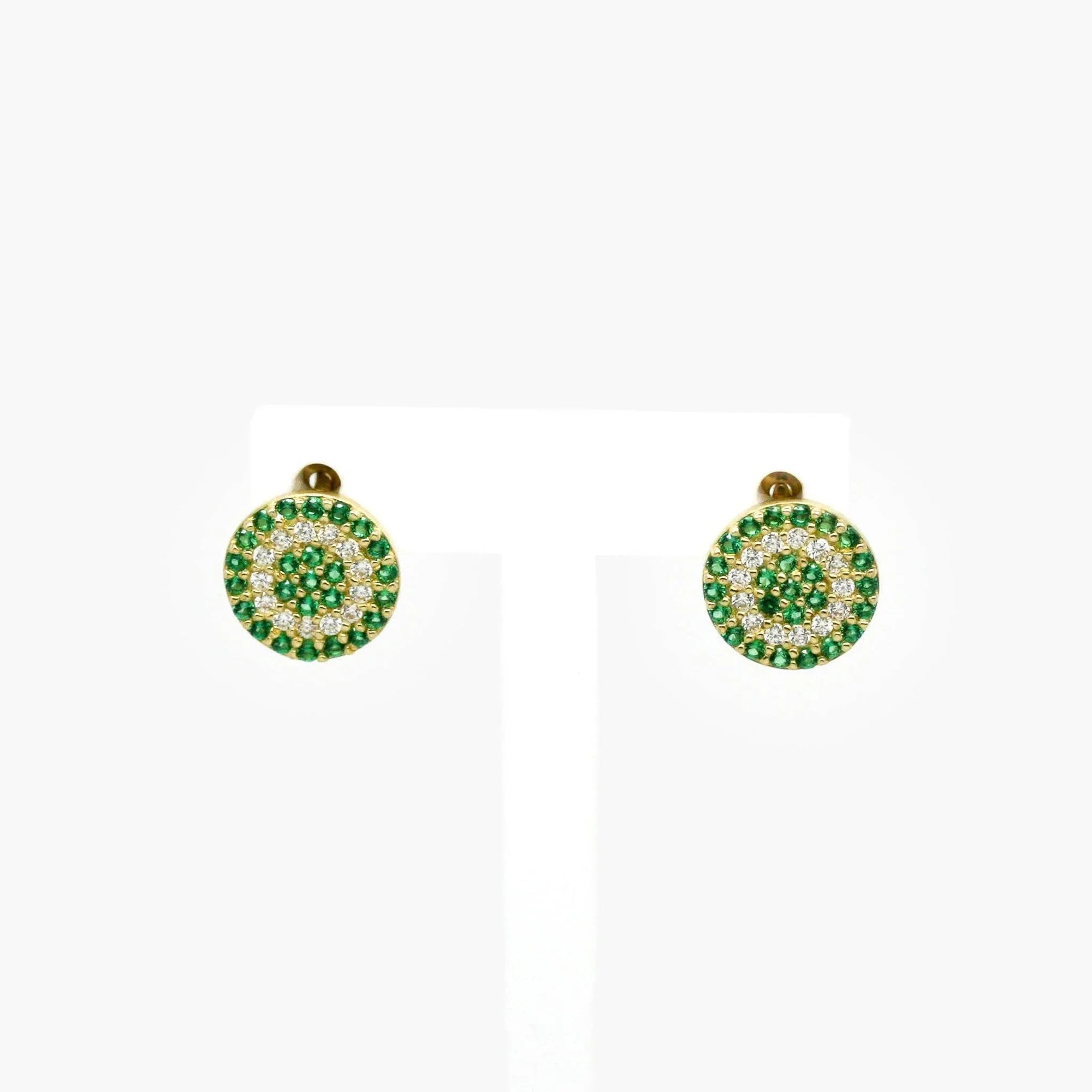 Green & White CZ Studs in 9ct Yellow Gold - Jordans Jewellers