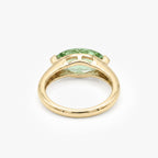 9ct Yellow Gold Green Amethyst & Diamond Marquise Ring