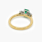 18ct Gold Emerald and Diamond Three Stone Ring - Jordans Jewellers