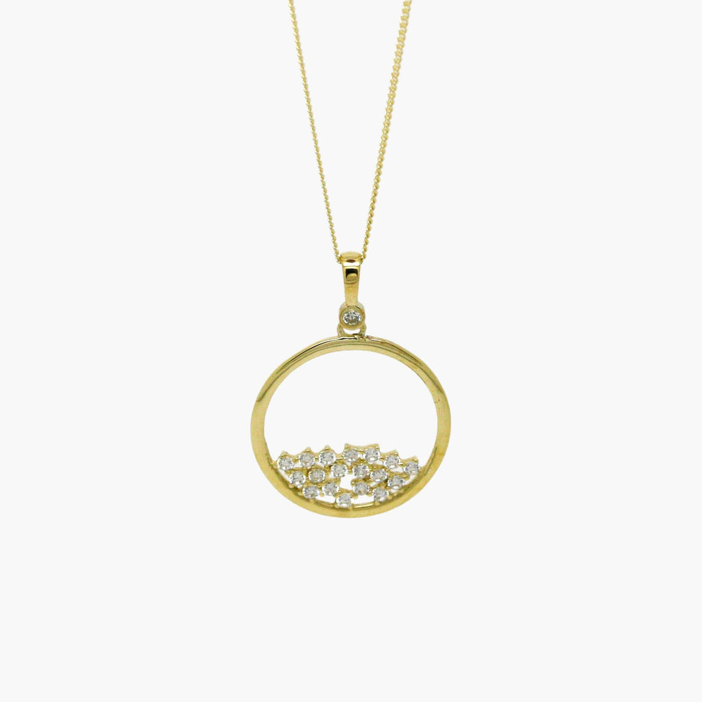 Open Circle CZ Pendant in 9ct Yellow Gold - Jordans Jewellers