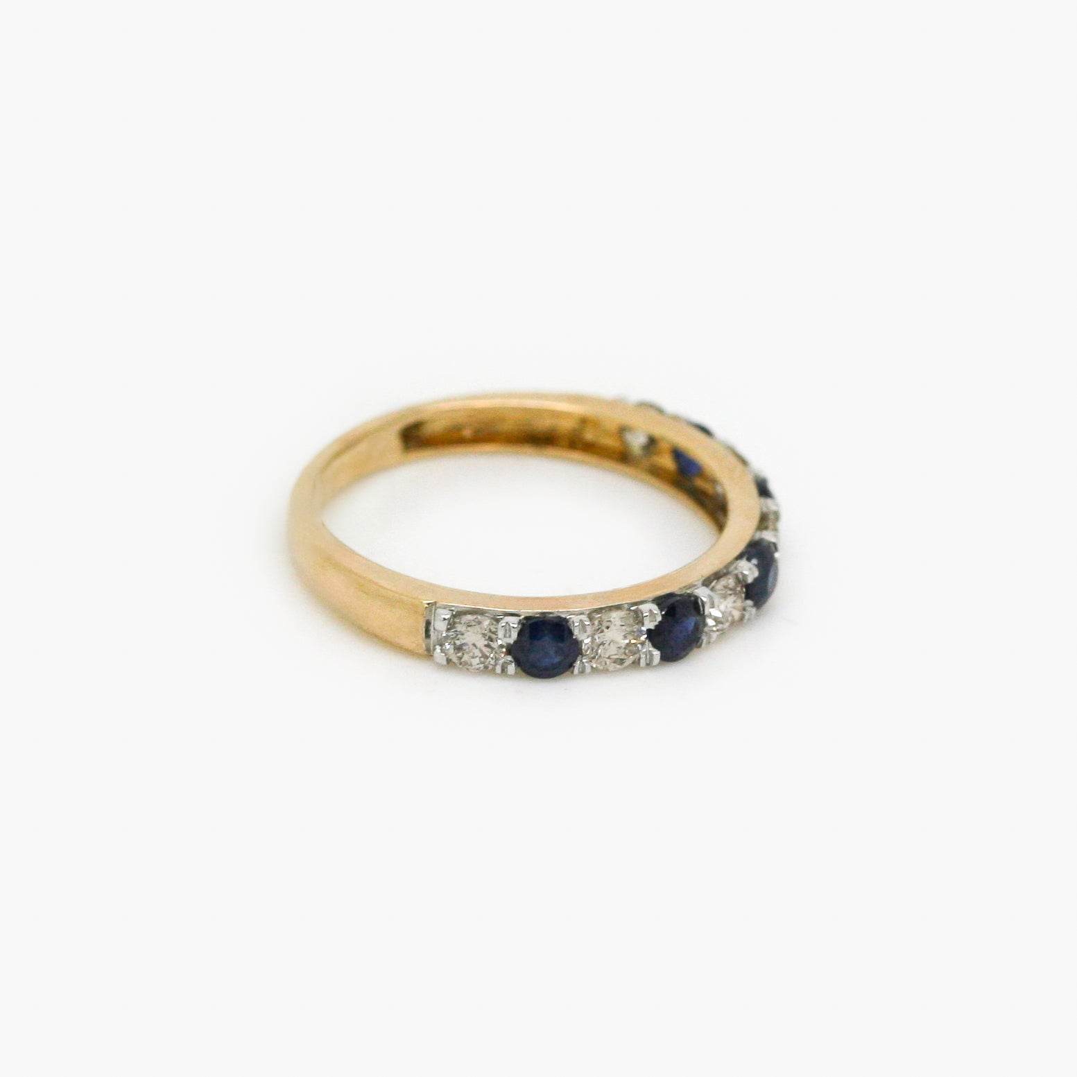 9ct Yellow Gold Sapphire and Diamond Half Eternity Ring