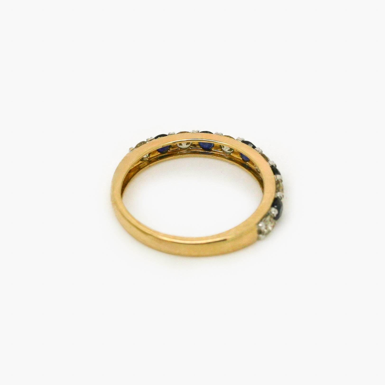 9ct Yellow Gold Sapphire and Diamond Half Eternity Ring