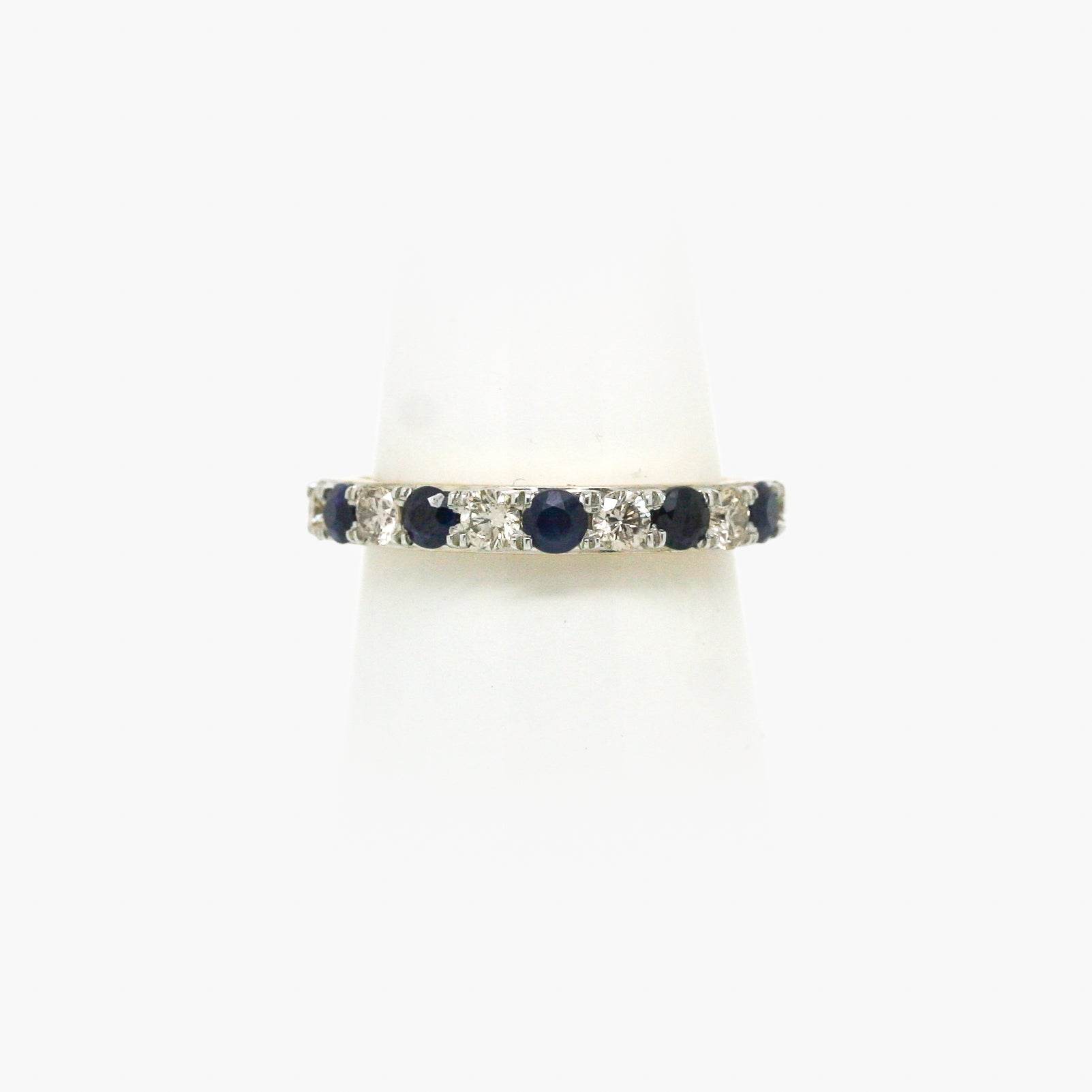 9ct Yellow Gold Sapphire and Diamond Half Eternity Ring