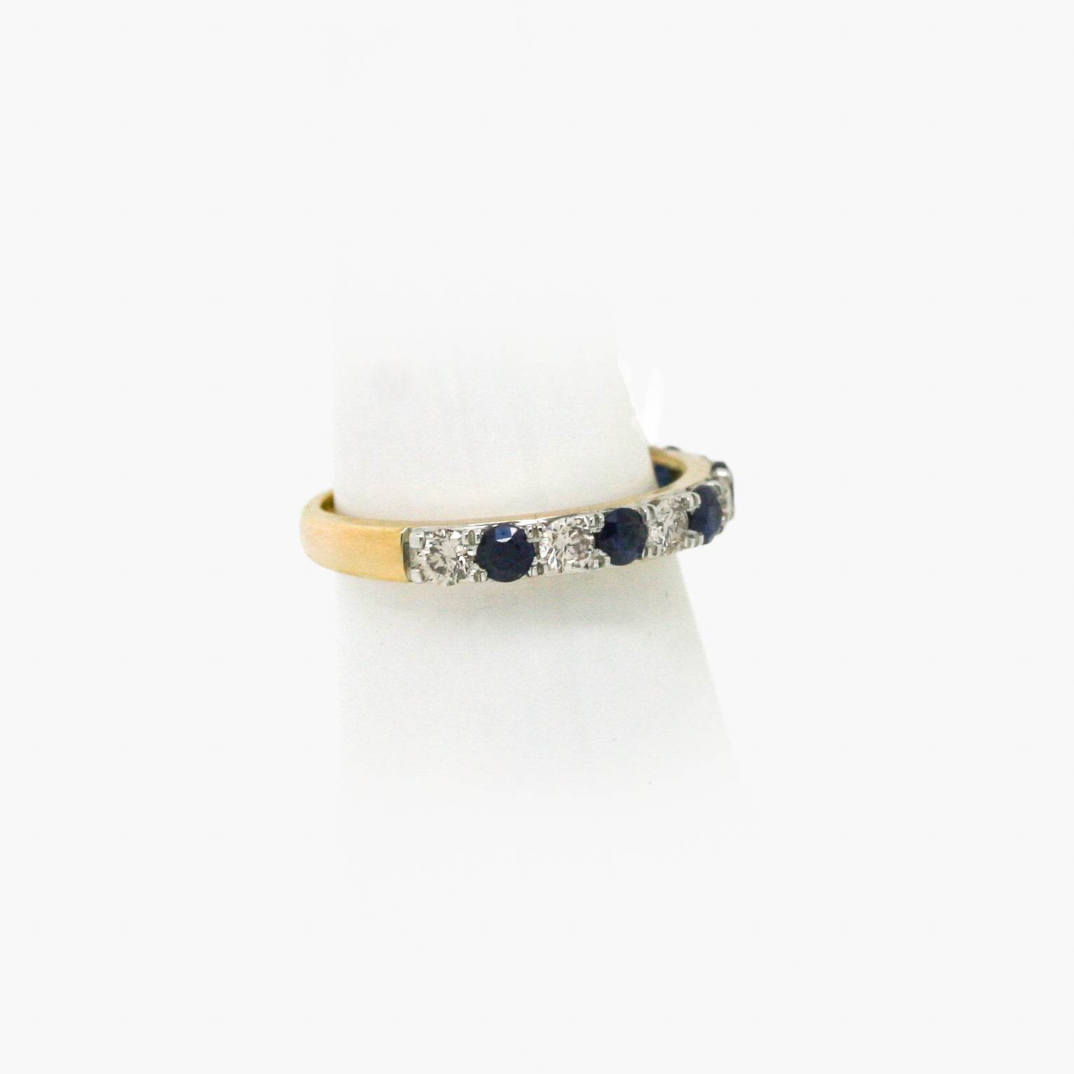 9ct Yellow Gold Sapphire and Diamond Half Eternity Ring
