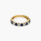 9ct Yellow Gold Sapphire and Diamond Half Eternity Ring - Jordans Jewellers