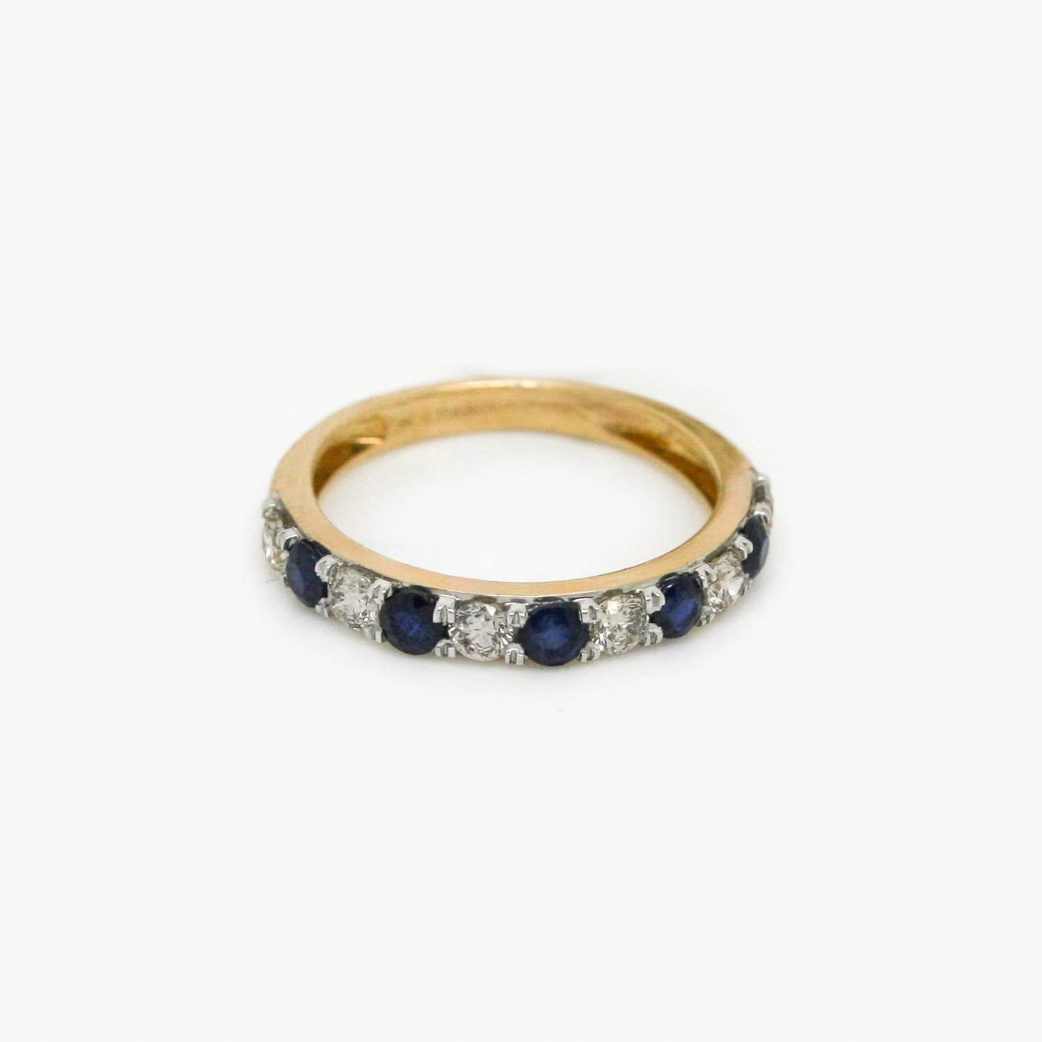 9ct Yellow Gold Sapphire and Diamond Half Eternity Ring