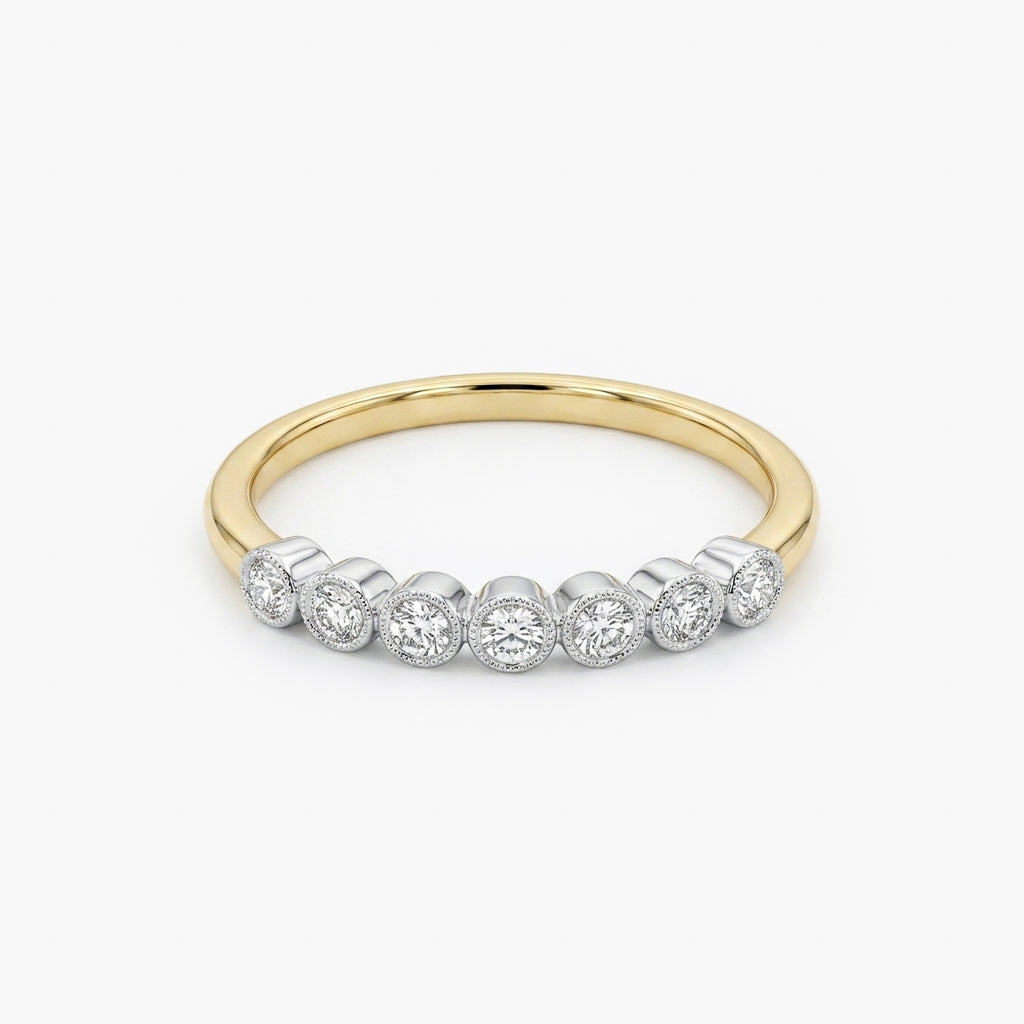 18ct Gold 0.24ct Diamond Milgrain Half Eternity Ring