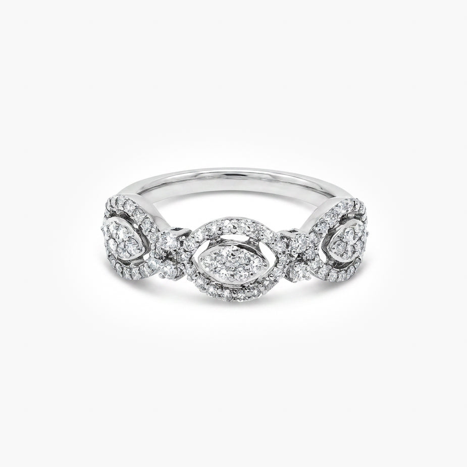 18ct White Gold Fancy Diamond Cluster Ring