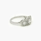 9ct Gold Diamond Halo Three-Stone Ring 1.13ct - Jordans Jewellers