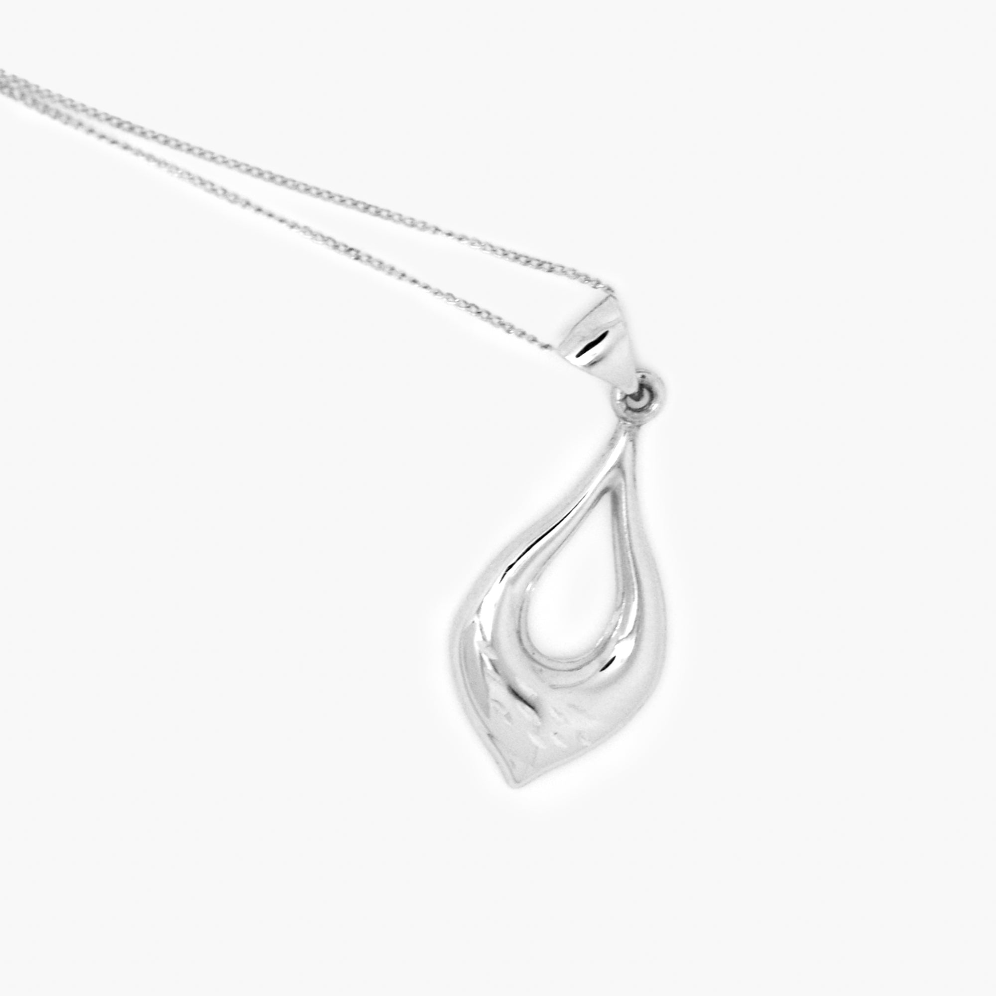 white gold textured pear shaped pendant