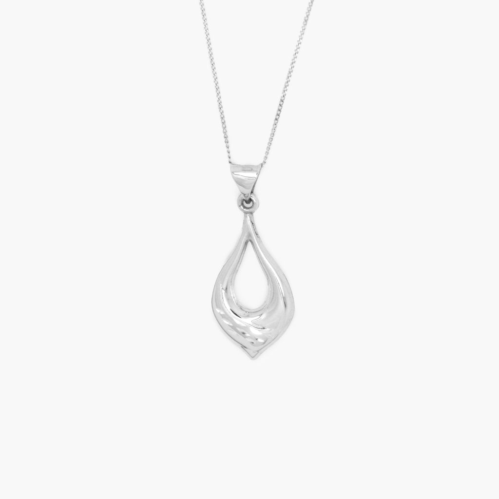 white gold textured pear shaped pendant