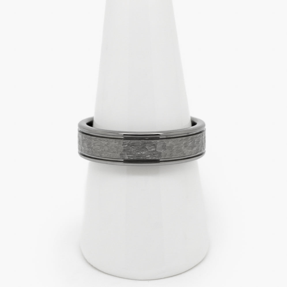 Men's Tungsten Carbide Hammered Band Ring