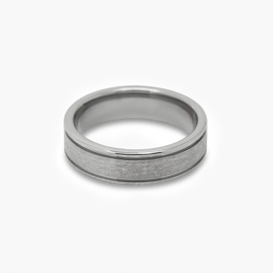 Men's Tungsten Carbide Hammered Band Ring