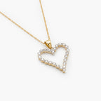9ct Yellow Gold 1.02ct Diamond Outline Heart Pendant Necklace