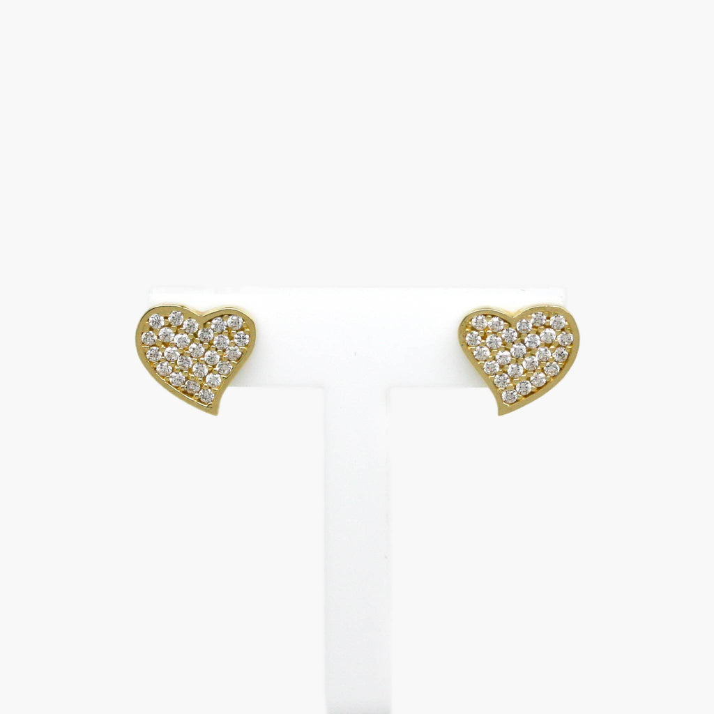 CZ Heart Stud Earrings in 9ct Yellow Gold - Jordans Jewellers