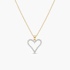 9ct Yellow Gold 1.02ct Diamond Outline Heart Pendant Necklace