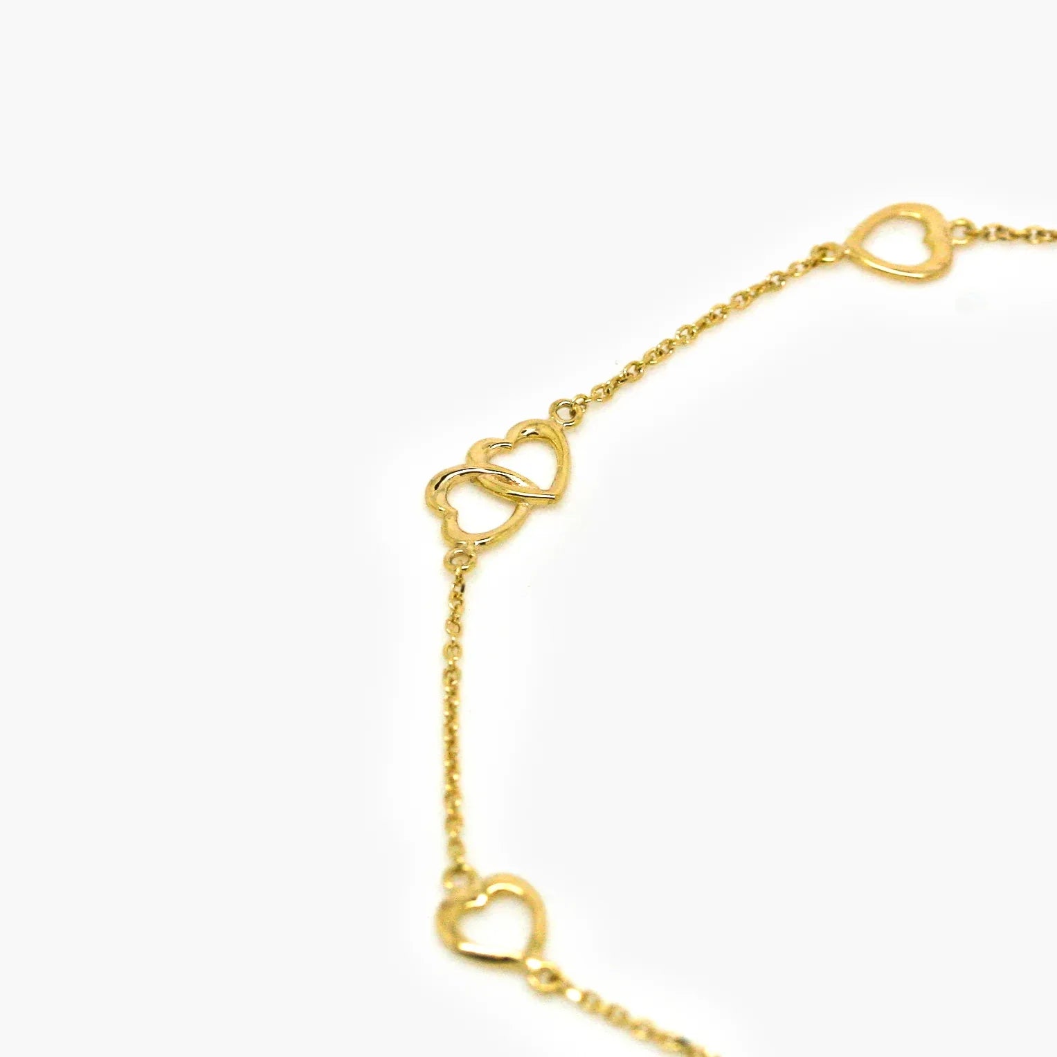 9ct Gold Heart Station Bracelet - Jordans Jewellers