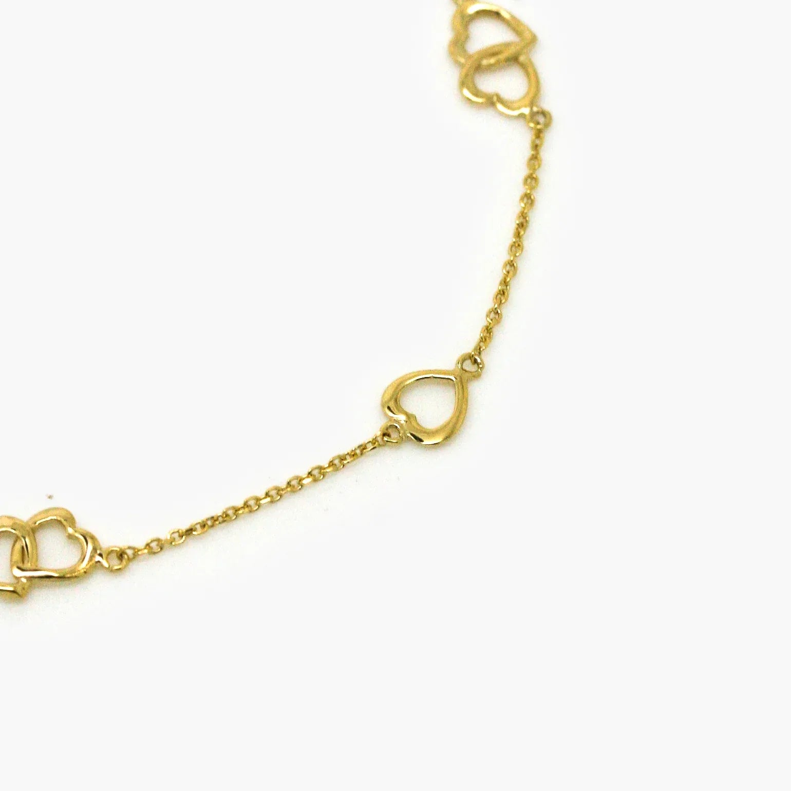 9ct Gold Heart Station Bracelet - Jordans Jewellers