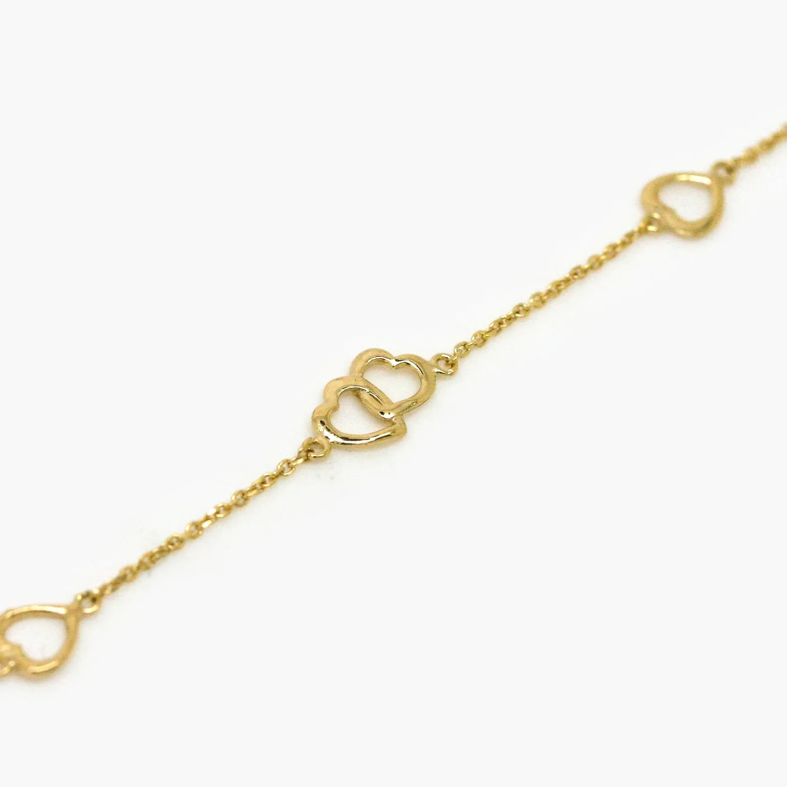 9ct Gold Heart Station Bracelet - Jordans Jewellers