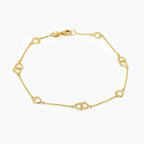 9ct Gold Heart Station Bracelet - Jordans Jewellers
