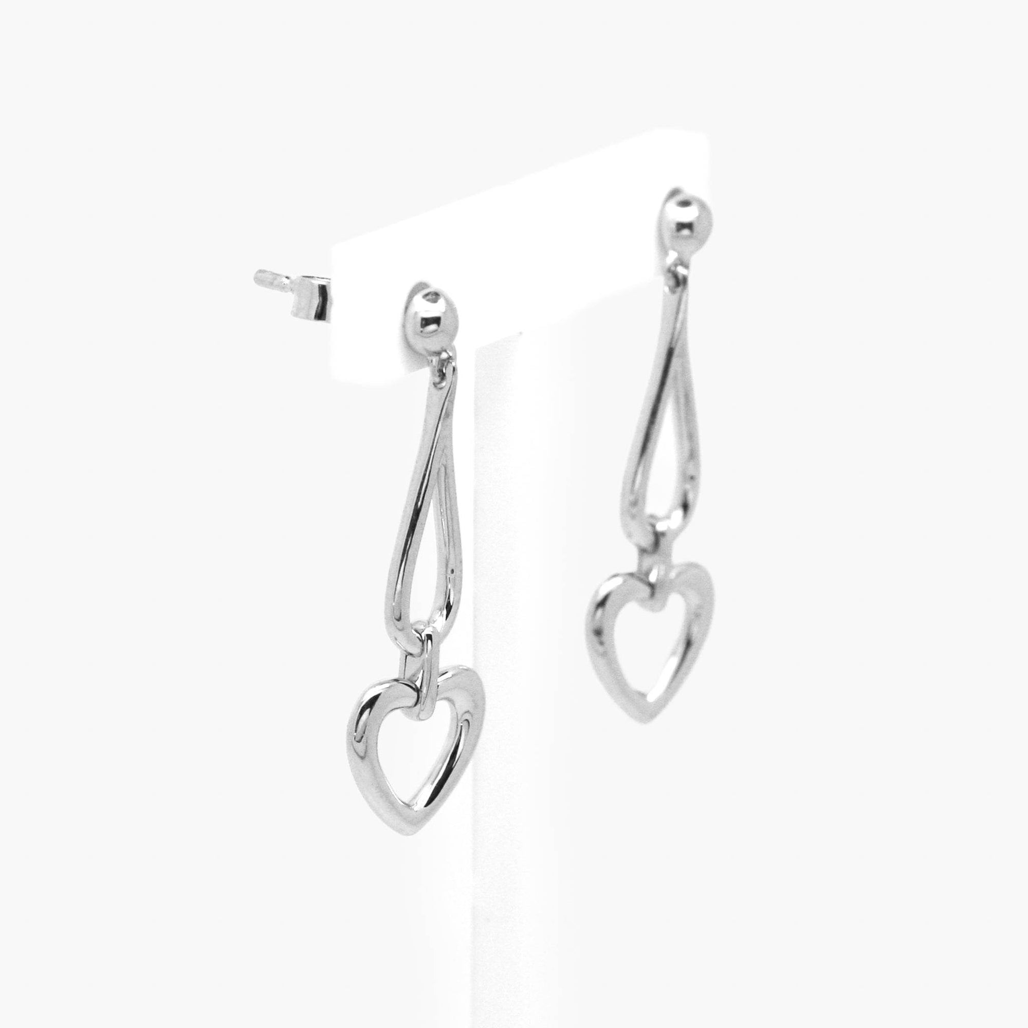 Silver Pear & Heart Drop Earrings - Jordans Jewellers