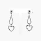 Silver Pear & Heart Drop Earrings - Jordans Jewellers