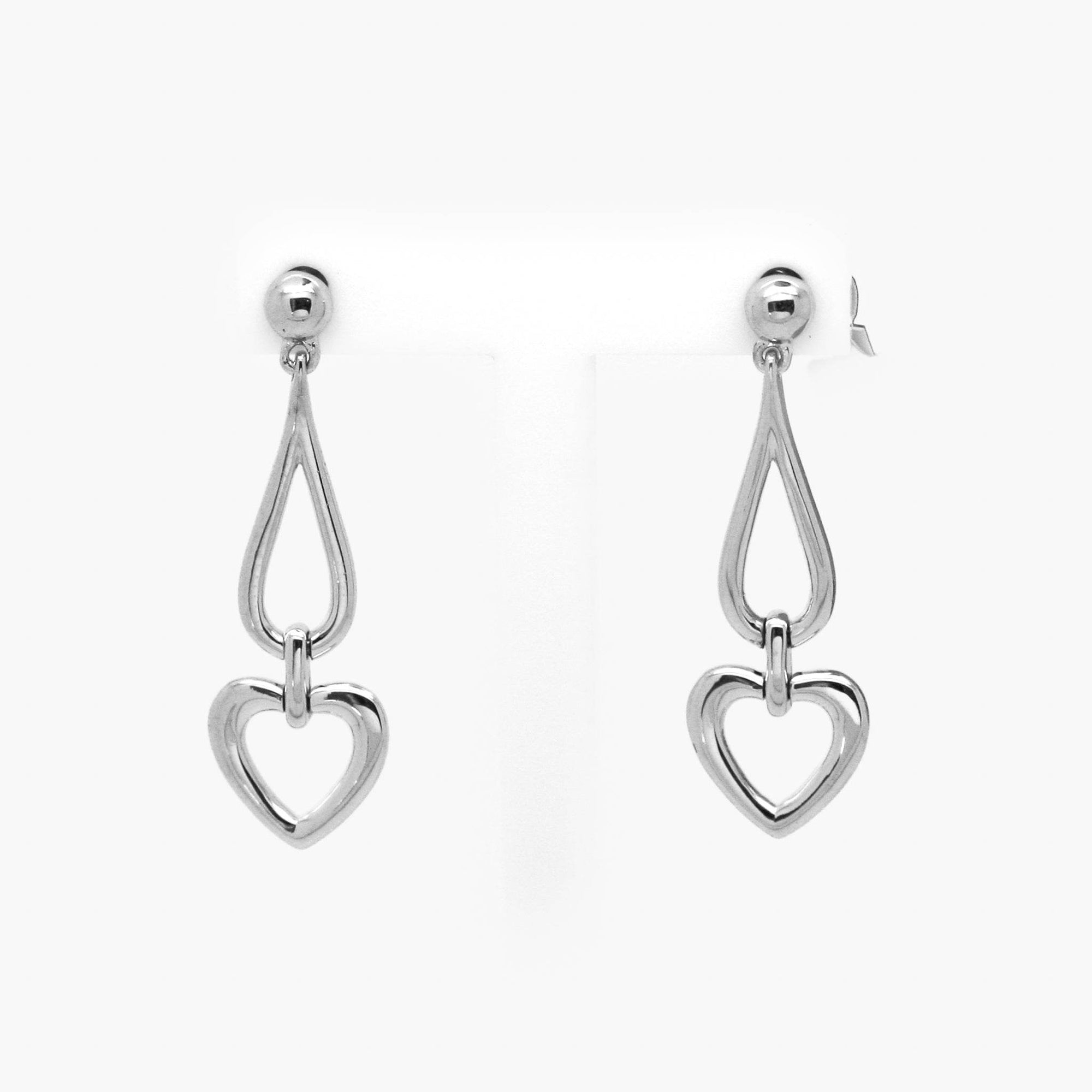 Silver Pear & Heart Drop Earrings - Jordans Jewellers