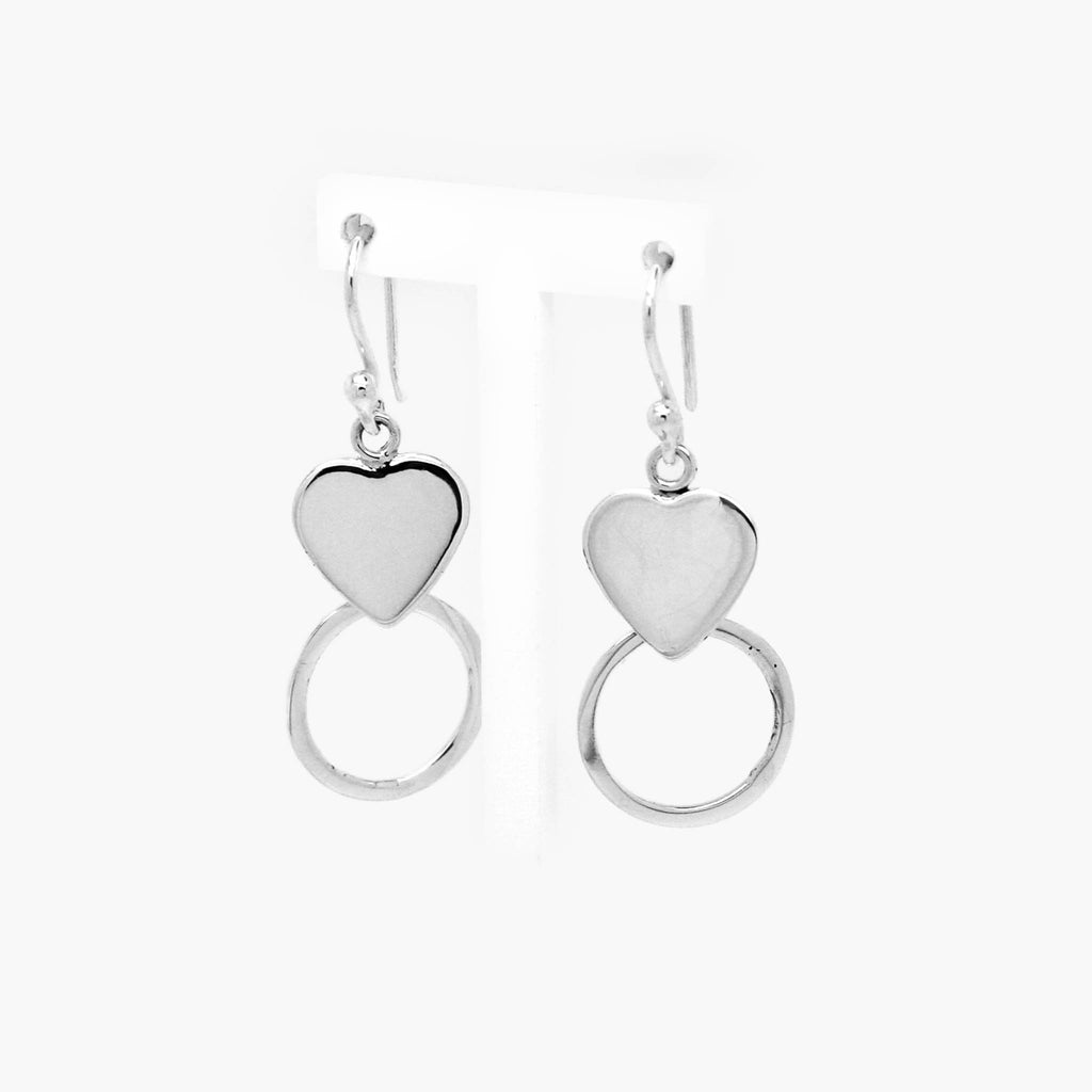 Silver Heart Circle Drop Earrings - Jordans Jewellers