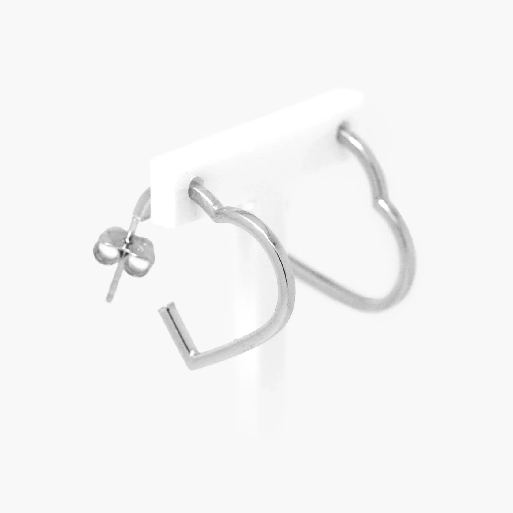 9ct White Gold Heart Hoop Earrings - Jordans Jewellers