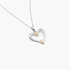 9ct White Gold Open Heart Pendant Necklace