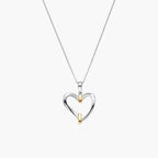 9ct White Gold Open Heart Pendant Necklace