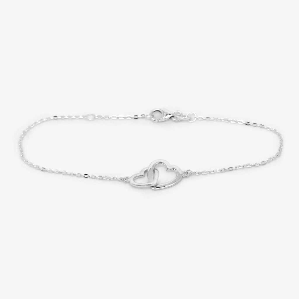 Silver Double Heart Bracelet - Jordans Jewellers