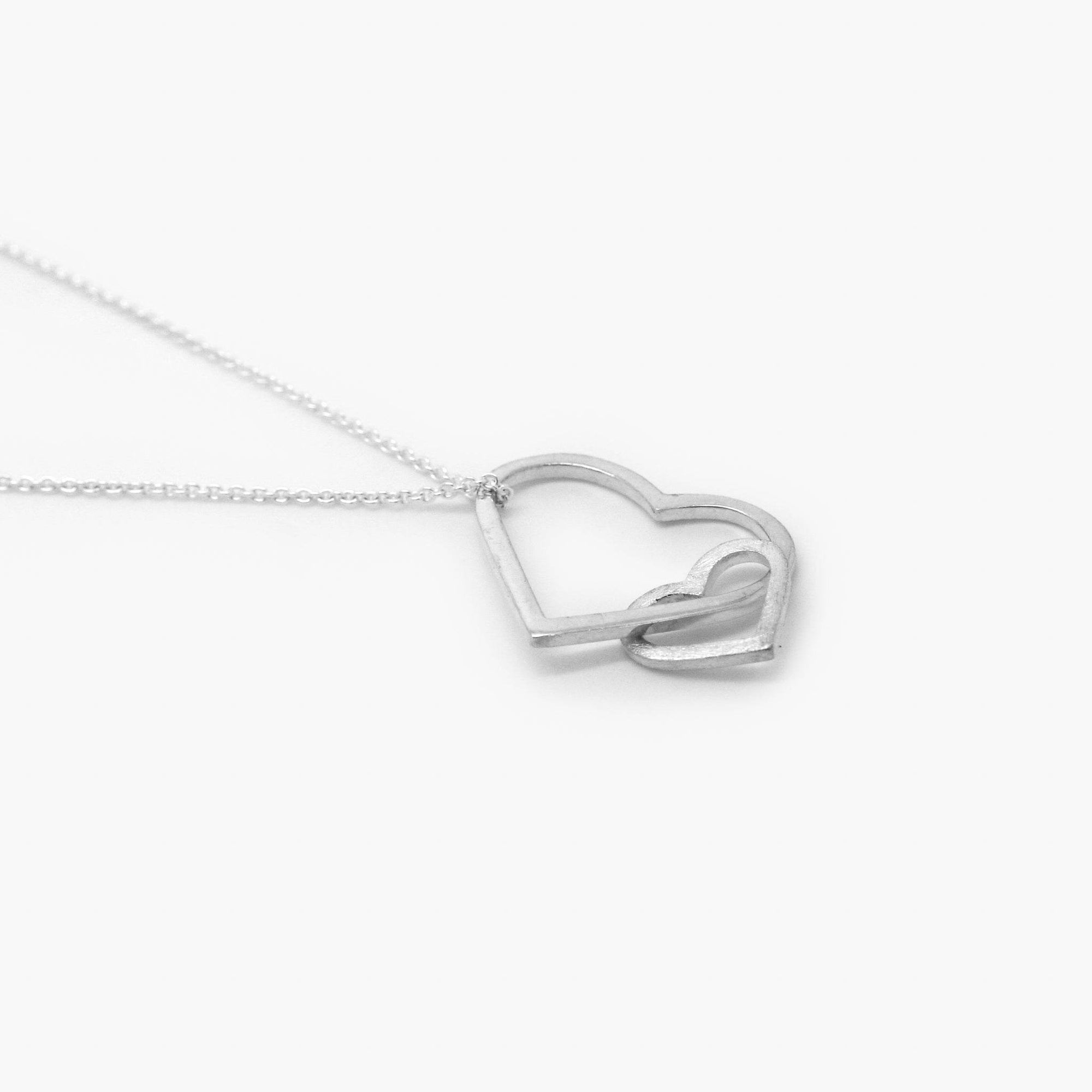 Silver Double Heart Pendant Necklace - Jordans Jewellers