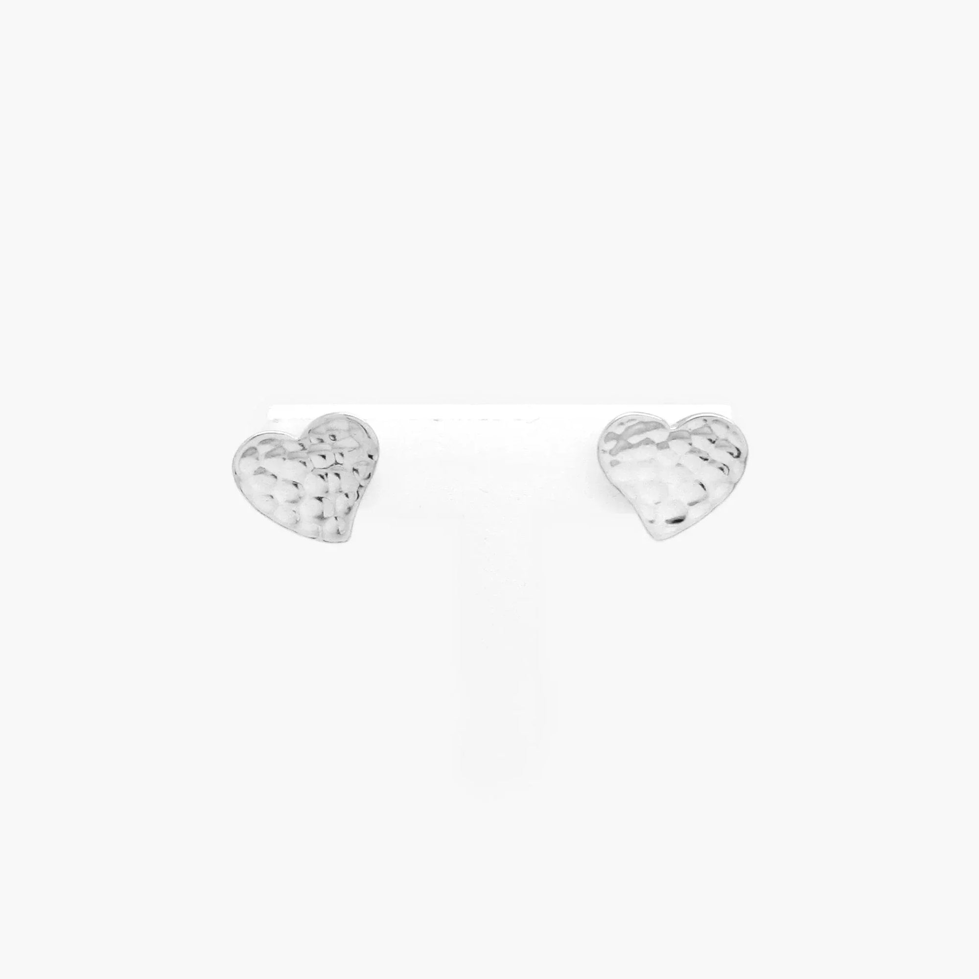 Silver Beaten Heart Stud Earrings - Jordans Jewellers