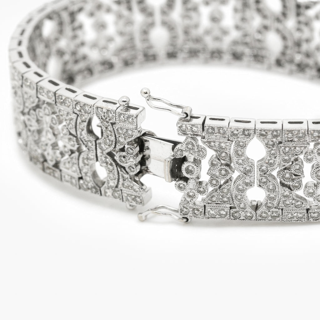 18ct White Gold Filigree Diamond Bracelet