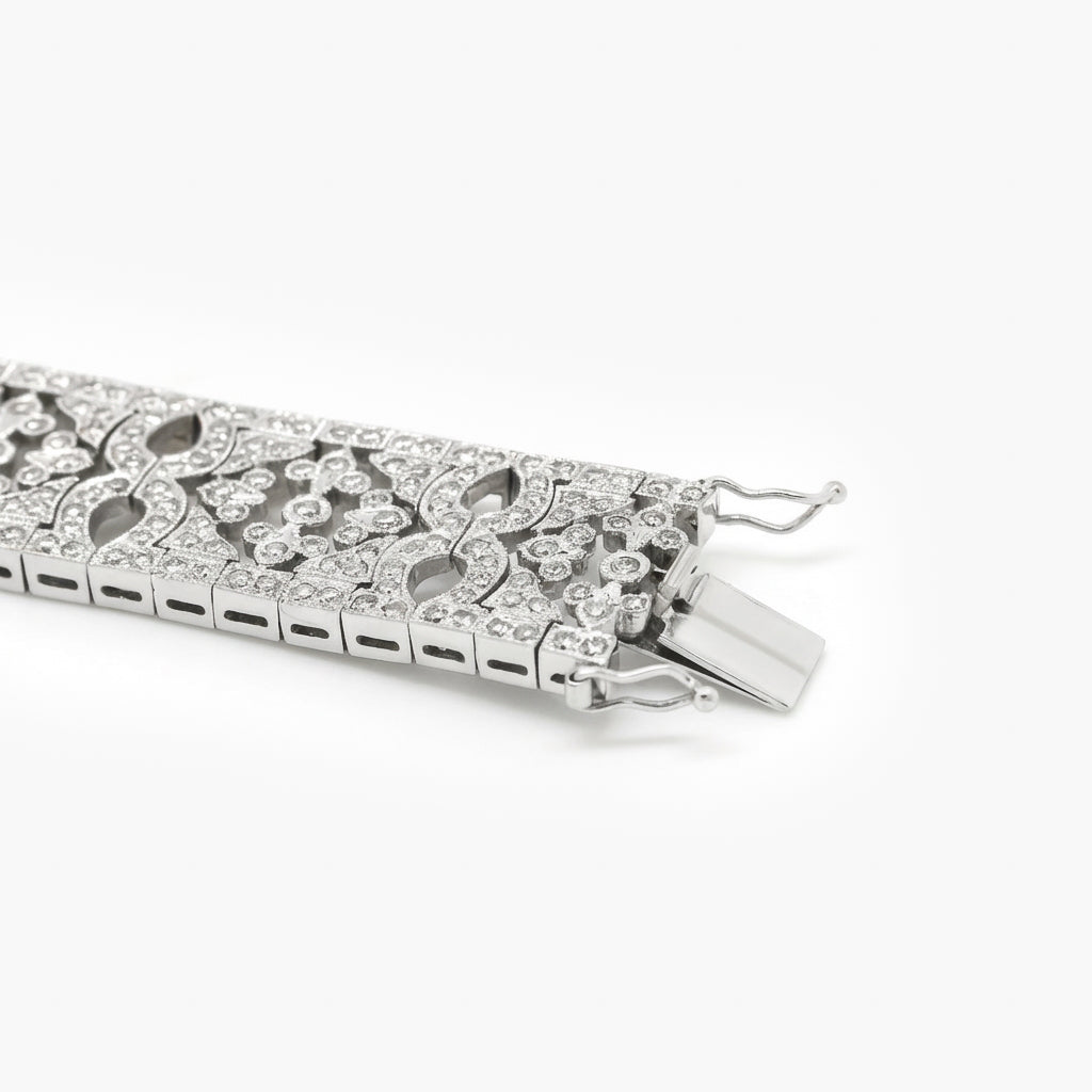 18ct White Gold Filigree Diamond Bracelet